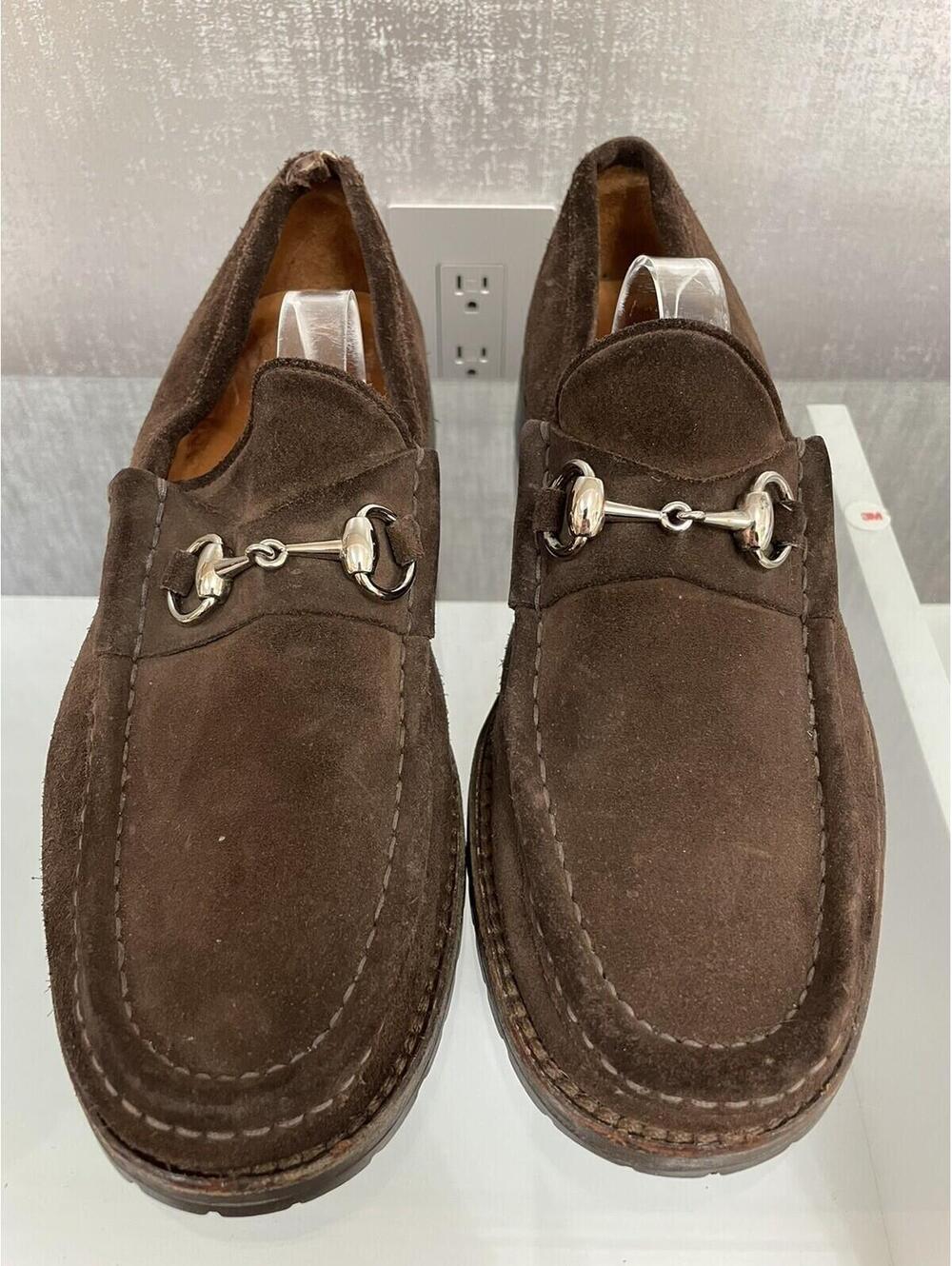 GUCCI Men's Dark Chocolate Suede Shoes Dress Loafers Brands Size 8.5 D (A306) - Picture 2 of 10